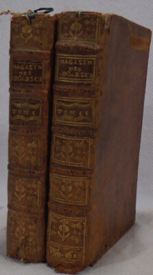 Le Magasin des Adolescentes 1765 OLD FULL LEATHER BINDINGS Rare 2 volume Set-image