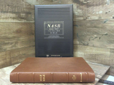 NASB, Thinline Bible, Premium Goatskin Leather, Brown, Premier Collection, Black-image