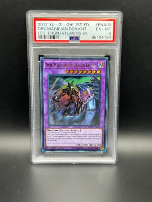 Yugioh PSA 6 EX-MT Dark Magician the Dragon Knight LEDD-ENA00 Ultra 1st S#4134-image