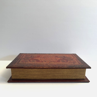 Vintage Antique Style Leather Bound Book Safe / Stash / Dresser Box  10 x 7 x 2-image