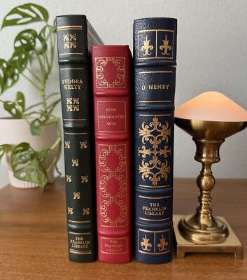 Lot Of 3 Franklin Library Limited Leather Bound Books O Henry Welty Galsworthy-image