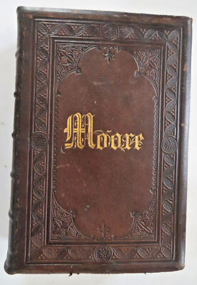Poetical Works of Thomas Moore c 1850 illustrated poetry collection leather book-image