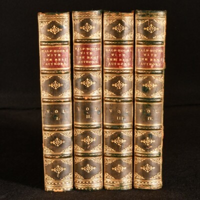 1885 4Vols Half-Hours with the Best Authors Charles Knight Half Calf New Edition-image