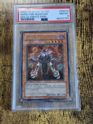 Yugioh Rapid-Fire Magician EEN-EN019 1st Edition PSA 8 NM-MINT Ultimate Rare-image