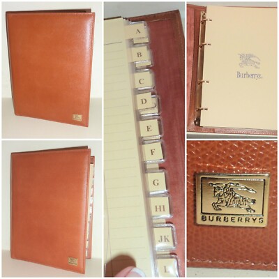 BURBERRYS LEATHER BOUND ADDRESS BOOK CIRCA 1970S - NEW AND UNUSED-image