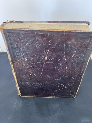Vintage 1850s Leather Bound Holy Bible. Please See Pictures Enclosed!!-image