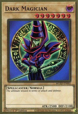 Near Mint, English Yu Gi Oh Dark Magician - MGED-EN002 - Premium Gold Rare - 1st-image