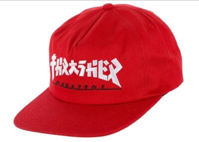 Thrasher Magazine GODZILLA UNSTRUCTURED Snapback Skateboard Hat RED-image