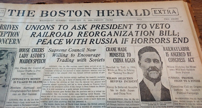Leather Bound Boston Herald Newspapers Feb 2-28 1920.-image