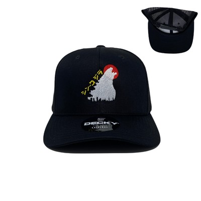 Godzilla Yellow Trucker Hat in Black-image