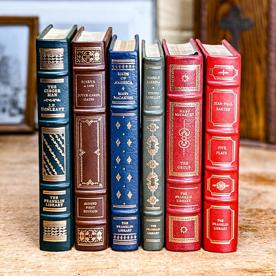 Colorful Full Leather Bound Vintage Collection of Limited Edition Franklin Press-image