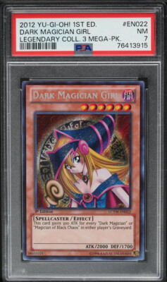 2012 YUGIOH 1ST ED LCYW-EN022 DARK MAGICIAN GIRL SECRET RARE PSA 7 NM #76413915-image