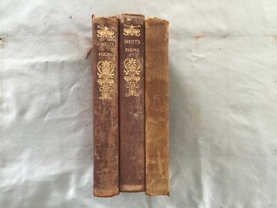 Thomas Y. Crowell collection -3-of leather bd Poems by Longfellow, Scott, Lowell-image