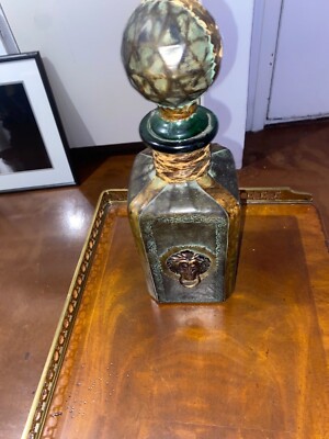 antique leather bound liquor decanter-image