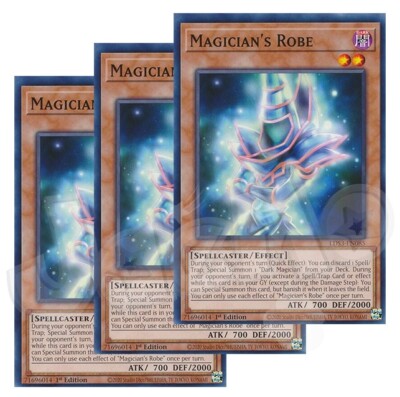 Yugioh - Magician's Robe x 3 - 1st Edition LP - Plus Free Holographic Card-image