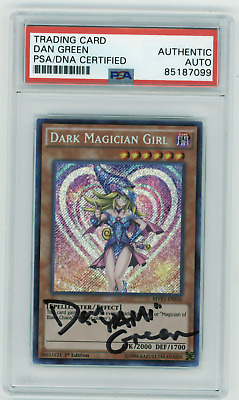 PSA Signed Dan Green Dark Magician Girl MVP1-ENS56 1st Edition Secret Rare-image