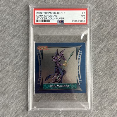 2002 Topps Yu-Gi-Oh! Sticker Collection #2 Dark Magician Silver PSA 7 NM-image