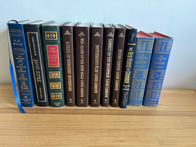 Lot (11) Nicely Bound Classic Books Bronte Crane H.G. Wells Louis L' Amour...-image