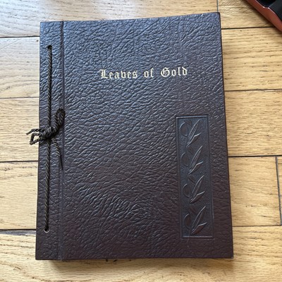 Leaves Of Gold 1950 Leather Hardcover Edition Anthology Of Prayers EUC Vintage-image