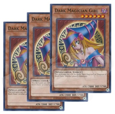 Yugioh - Dark Magician Girl x 3 - NM - Plus Free Holographic Card-image