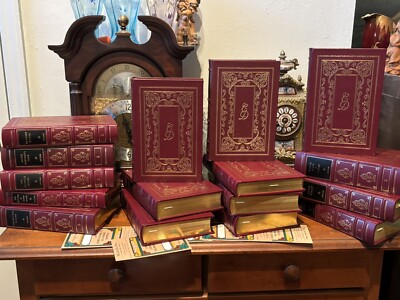 16 VOL. EASTON PRESS LEATHER & GOLD GILT CHARLES DICKENS COLLECTION BLACK LABEL-image