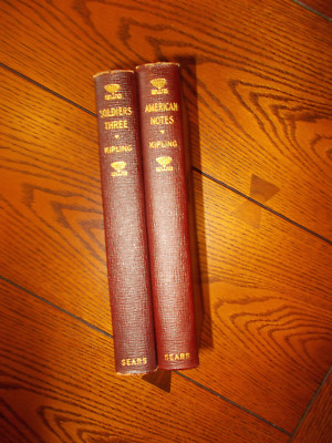 R.Kipling Soldiers Three (2) Books J. H. Sears Classics, Antique Leather 1900's-image