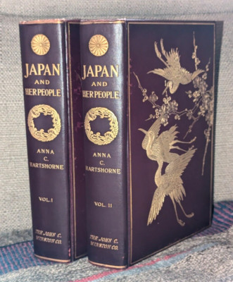 'Japan And Her People', Anna Hartshorne Vols. 1 &2 Leatherbound 1st Edition-image