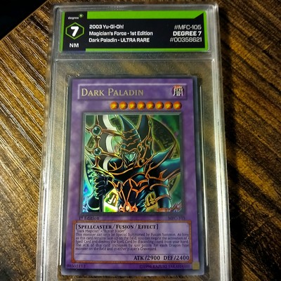YUGIOH TCG GRADED DARK PALADIN MFC-105 1ST EDITION PSA 7-image