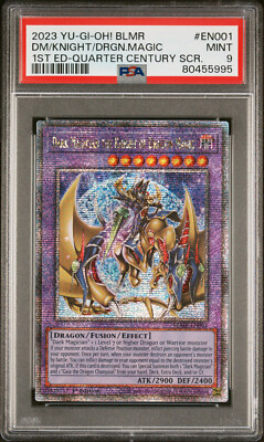 YUGIOH 1ST BLMR-EN001 DARK MAGICIAN KNIGHT DRAGON MAGIC PSA 9 MINT #80455995-image