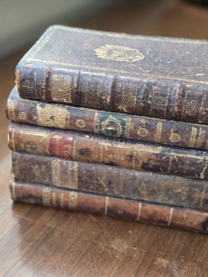 Antique French Leatherbound Books with Secret Decanter-image