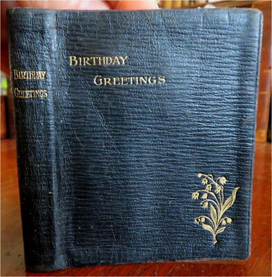 Birthday Greetings Present Poetry Collection Pithy Sayings c 1880's leather book-image