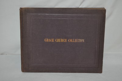 ANTIQUE 1852 GRACE CHURCH COLLECTION PIANO SACRED MUSIC BOOK hard BOUND -image