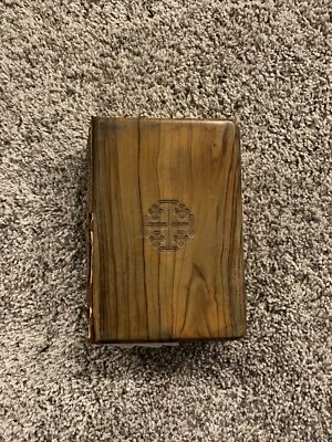 Vintage Wood And Leather Bound Holy Bible-image