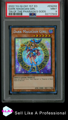 DARK MAGICIAN GIRL TIN OF THE PHARAOH'S GODS YU-GI-OH! 2022 EN268 PSA 9-image