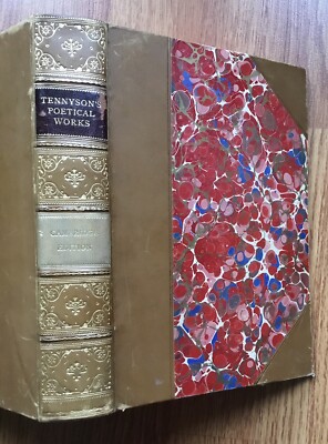 Poetical Works of Alfred Lord Tennyson 1898 Old Leather Poetry Book-image