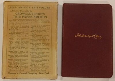 WHITTIER'S POEMS John Greenleaf Whittier 1902 Ed. Thomas Y. Crowell Co.  ANTIQUE-image