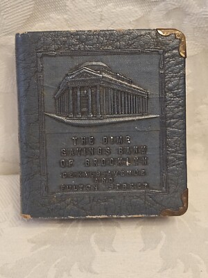 VINTAGE LEATHER BOUND, THE DIME SAVINGS BANK OF BROOKLYN. -image