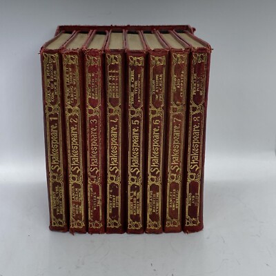 Pocket Portrait Shakespeare 8 Vol. Miniature Set Leatherbound circa 1900 Red F4-image