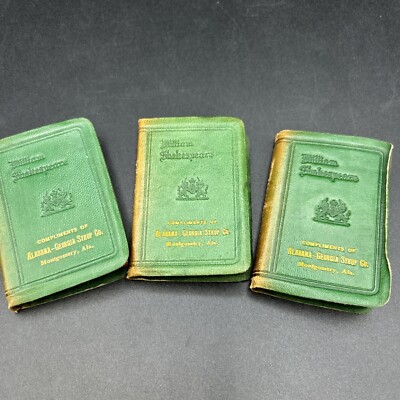 RARE Set/3 SHAKESPEARE Mini Leather Books GEORGIA-ALABAMA SYRUP CO (ALAGA)-image
