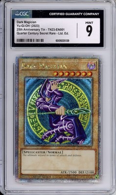 CGC 9 Mint 2023 Yu-Gi-Oh! Dark Magician Quarter Century Rare TN23-EN001-image