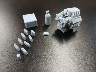 1/25 Scale 3D Resin Ford 7.3 Big Block Godzilla Engine & Parts Custom Model-image