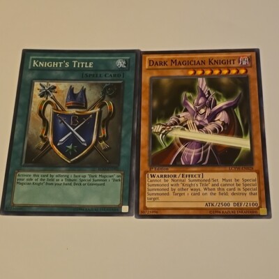 Yugioh NM Dark Magician Knight 1st ed LCYW-EN028 and Knight's Title ROD-EN002-image