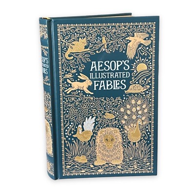 AESOP'S ILLUSTRATED FABLES Leather Bound Hardcover Collectible SPECIAL Gift Book-image