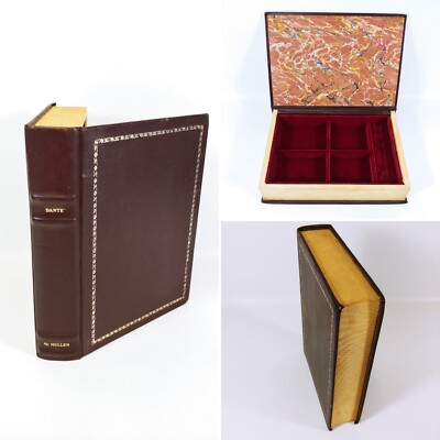 Vintage Jewelry Trinket Box Stash Case Hideaway Book - Leather Bound 10x7x2-image