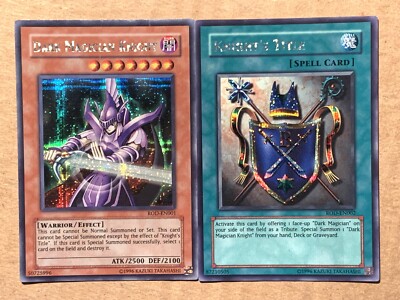 yugioh Dark Magician Knight ROD-EN001 & Knight's Title ROD-EN002 Secret Rare LP-image