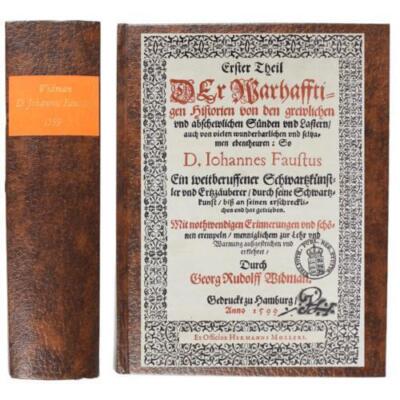 DOCTOR FAUSTUS 1599 FACSMILIE EDITION FAUX LEATHER GEORGE RUDOLF WIDMAN HAMBURG -image