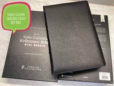 NIV Side Column Reference Wide Margin Bible 2022 Black Goatskin Leather-image