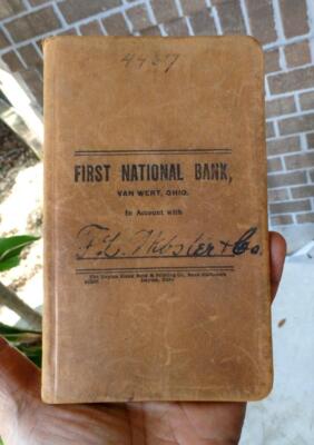 early VAN WERT FIRST NATIONAL BANK Leather Bound Book OHIO OH ~1908-1909~-image