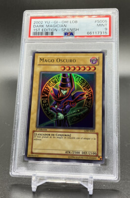 Yu-Gi-Oh! Legend of Blue Eyes 1st Edition Dark Magician LOB-005 PSA 9 Sp-image