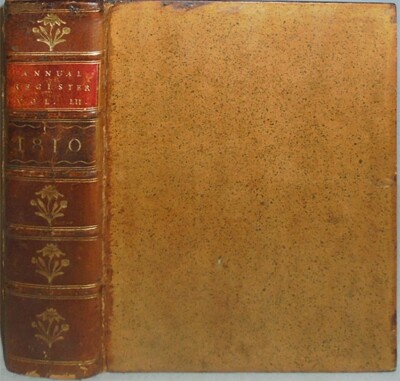 1810 -WAR of 1812/JAMES MADISON/SLAVERY/NEGRO- Annual Register Leather Book-image